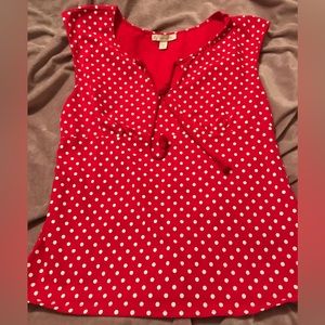 Dressbarn Red with White Polka Dots Blouse Sz S Petite